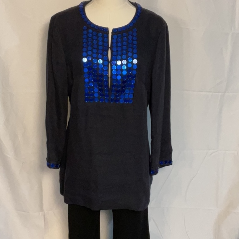 Tory Burch linen tunic w/ sequins size 8